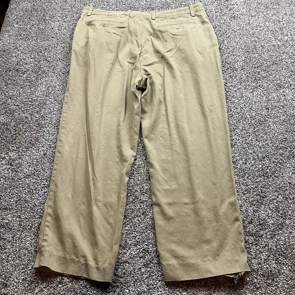 Tommy Bahama Pants Mens 38x30 Tan Silk Blend Pleated Relaxed Casual Chino